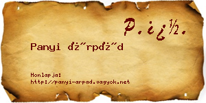 Panyi Árpád névjegykártya